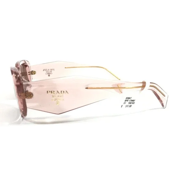 Prada Sunglasses SPR17W-F 19Q-10D Transparent Peach Asian Fit with Brown Lenses - Picture 7 of 13
